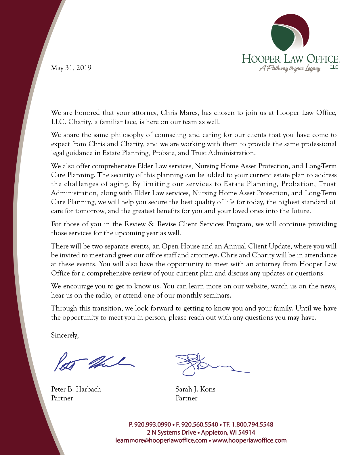 Announcing the Merger of Chris J. Mares, S.C., and Hooper Law Office LLC